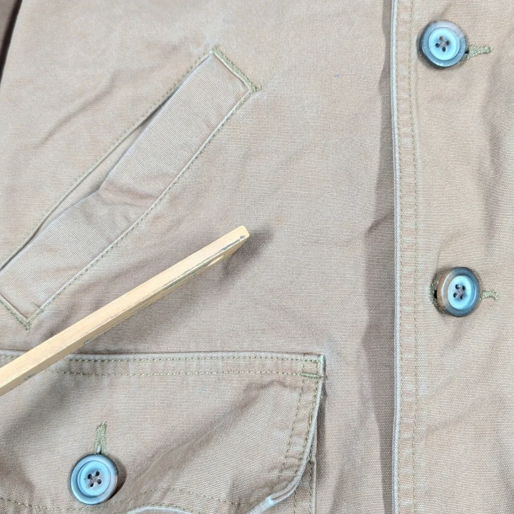 Gap Jacket Mens XL Brown Cotton Canvas Barn‎ Leather Collar Quilted Lining - Picture 8 of 13